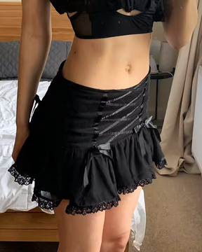 Black Mini Lace Skirt