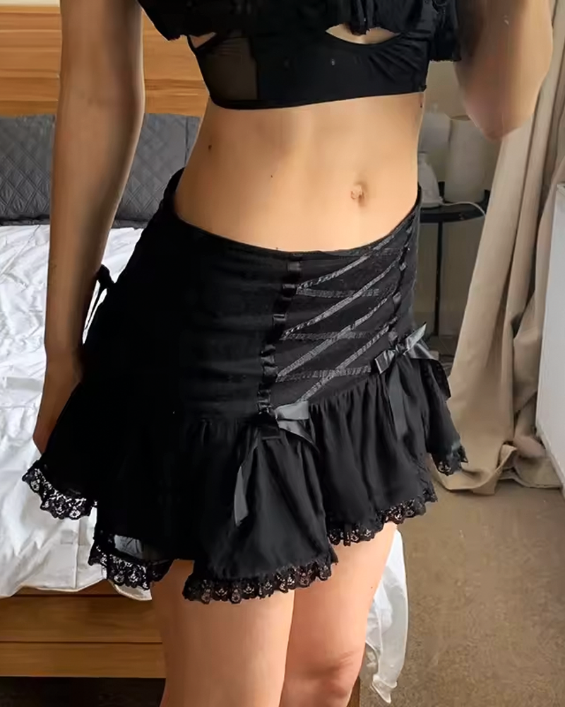 Black Mini Lace Skirt