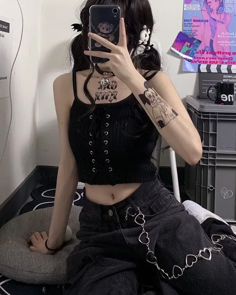 Black Goth Crop Top