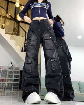 Black Cargo Jeans Womens