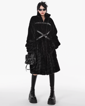 Womens Long Black Faux Fur Coat