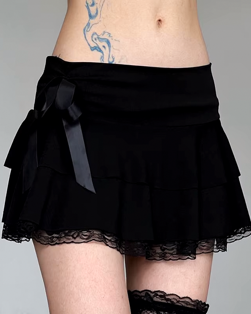 Black Lace Mini Skirt