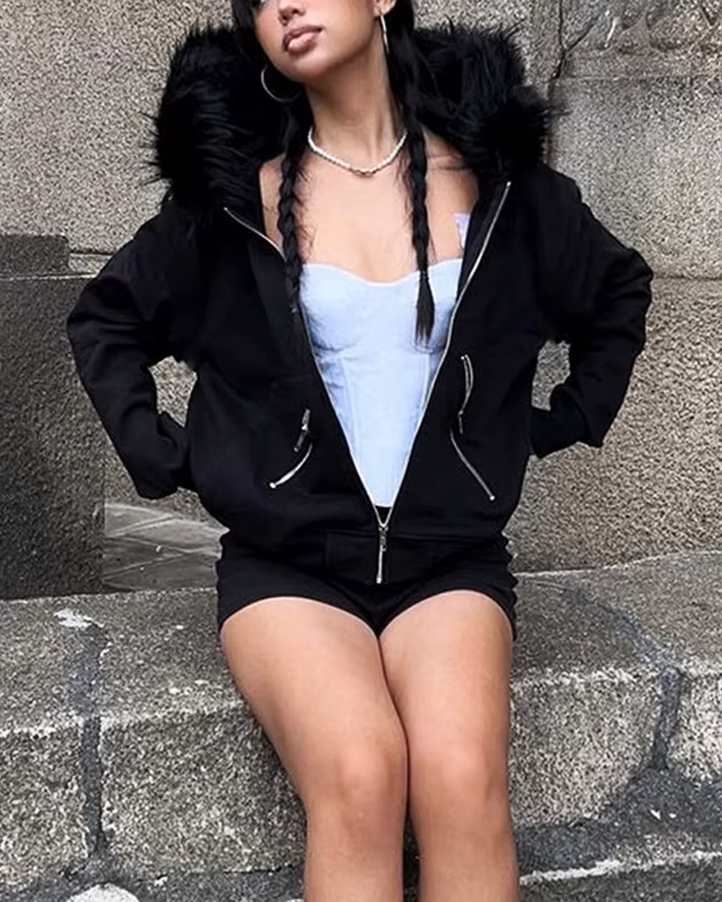 Black Jacket With Fur Hood