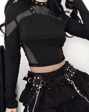 Goth Long Sleeve Crop Top