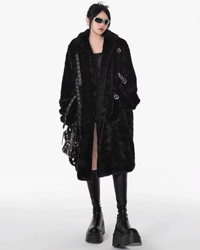 Womens Long Black Faux Fur Coat