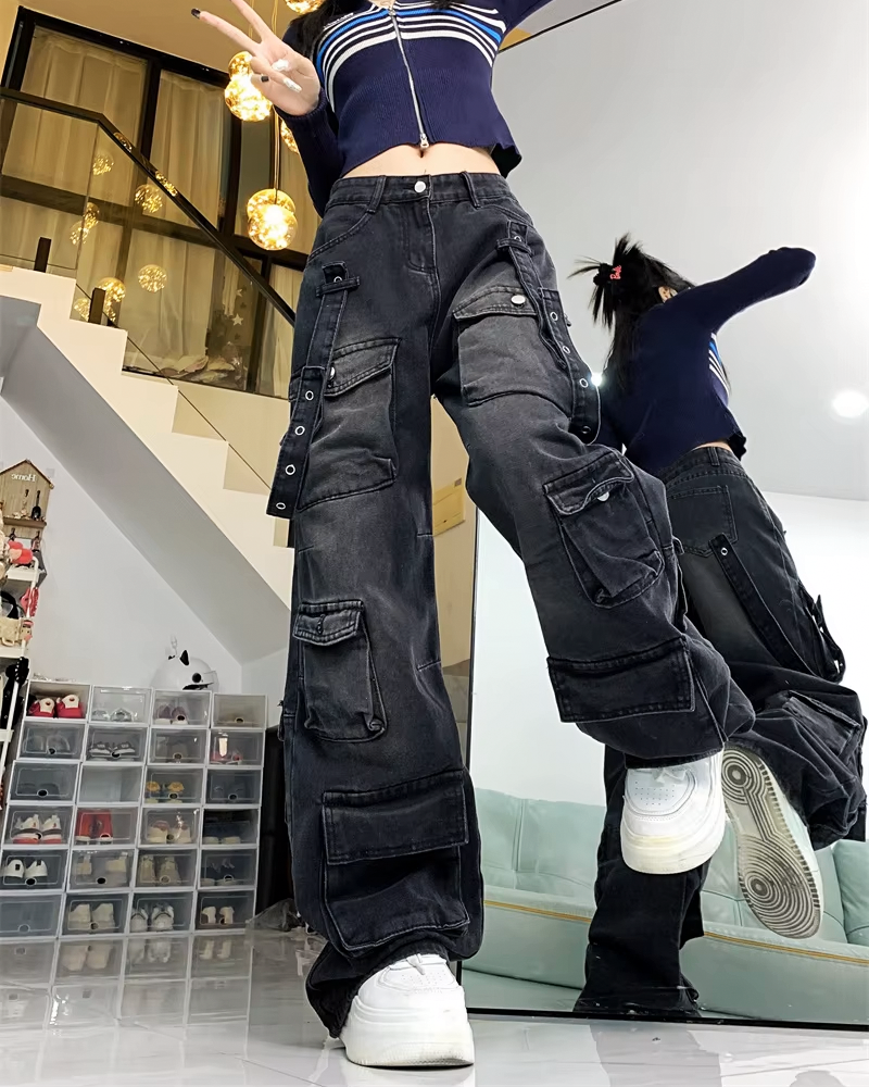 Black Cargo Jeans Womens