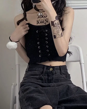 Black Goth Crop Top