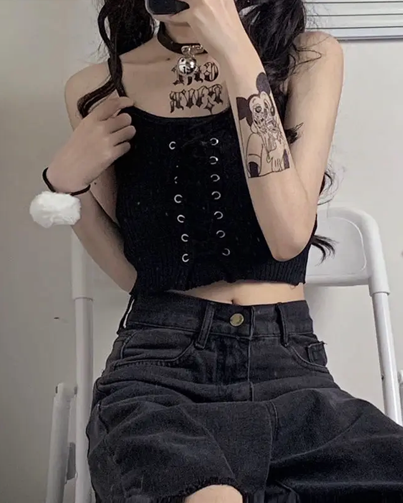 Black Goth Crop Top