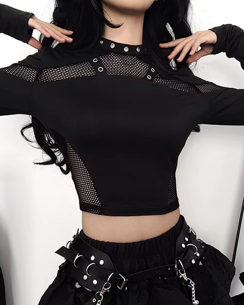 Goth Long Sleeve Crop Top