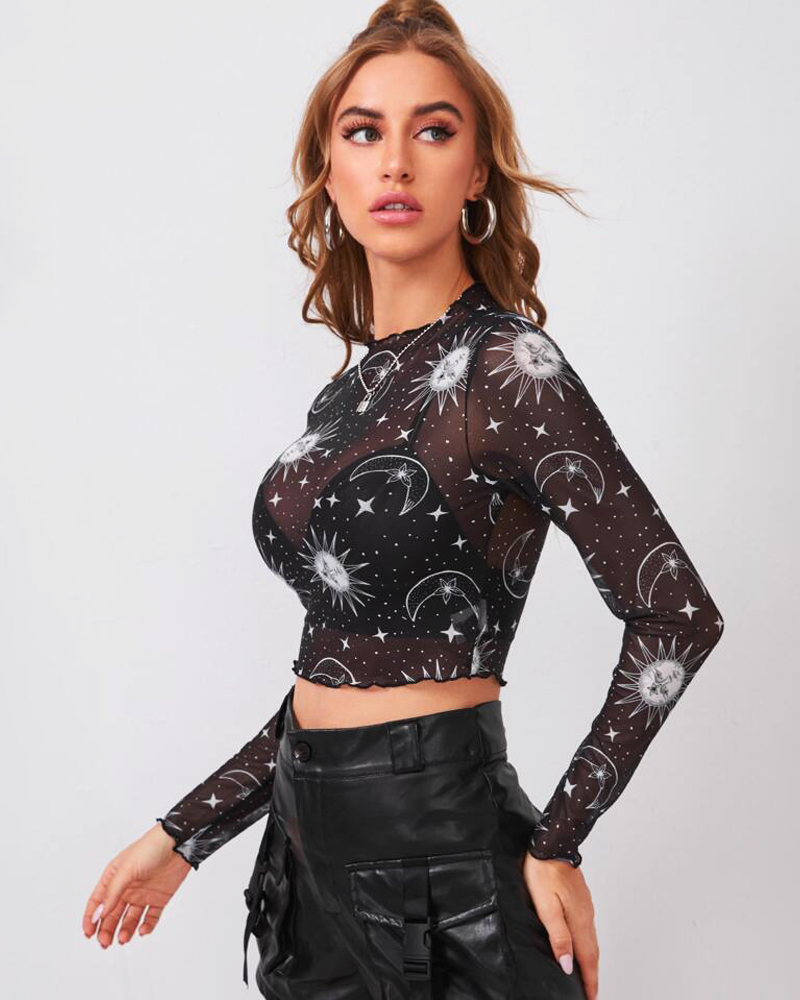 Moon And Sun Mesh Top