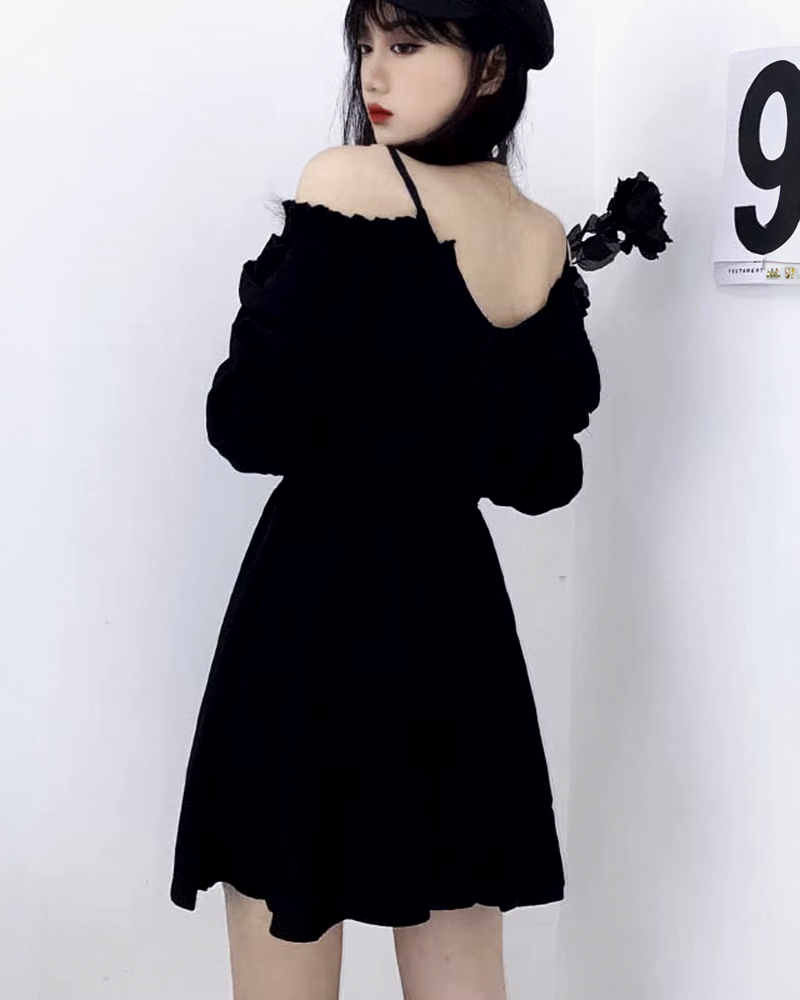 Black Gothic Dress Long Sleeve