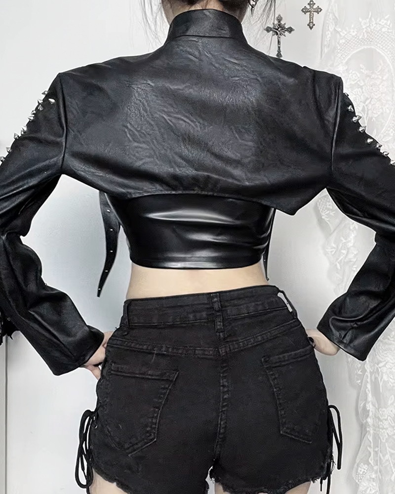 Black Leather Bolero Jacket