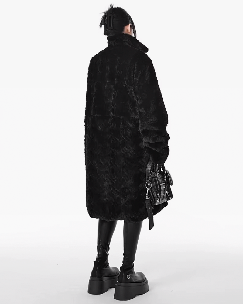 Womens Long Black Faux Fur Coat