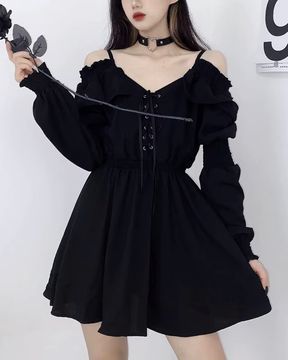 Black Gothic Dress Long Sleeve