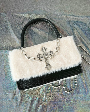 White Faux Fur Handbag