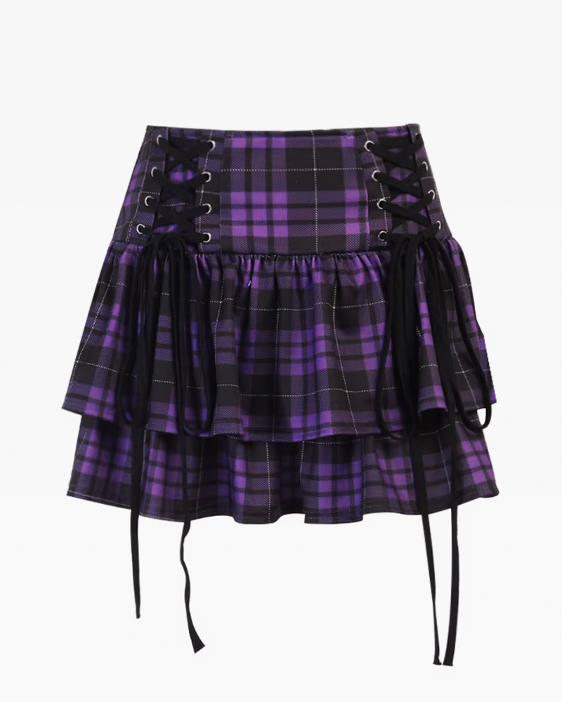 Purple Plaid Mini Skirt